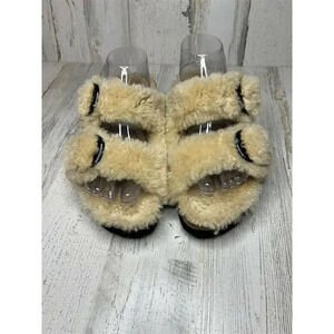 Birkenstock Papillio Arizona Big Buckle Shearling‎ Sandals Beige Size 8